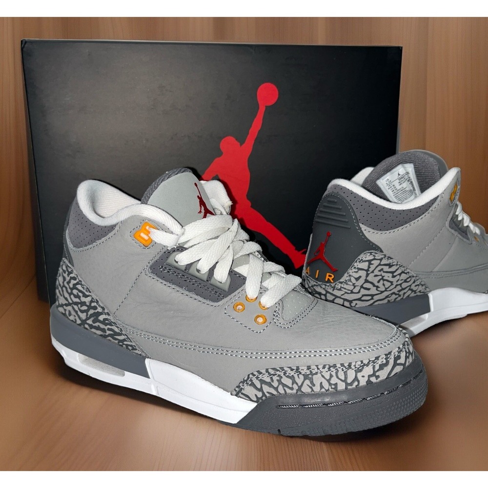 Nike Air Jordan 3 Retro GS Size 5.5Y Cool Grey 2020‎ Leather Sneakers 398614-012